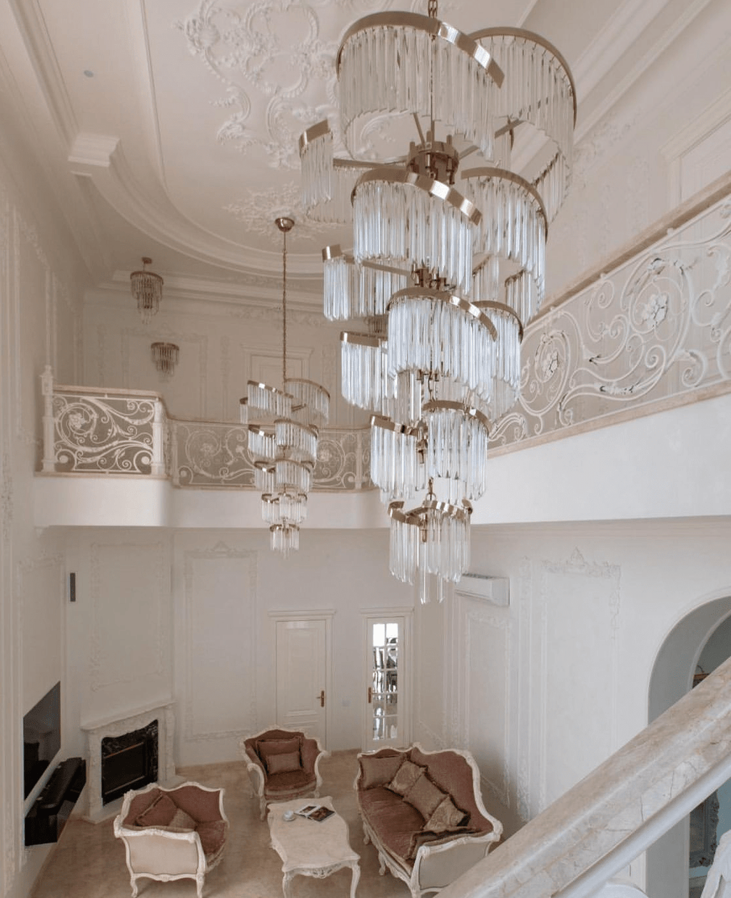 Oversized Modern Designer Creative Multi - tiered Luxury Spiral Crystal Chandelier For High - ceiling Foyer/Entryway/Hallway - fovolighting