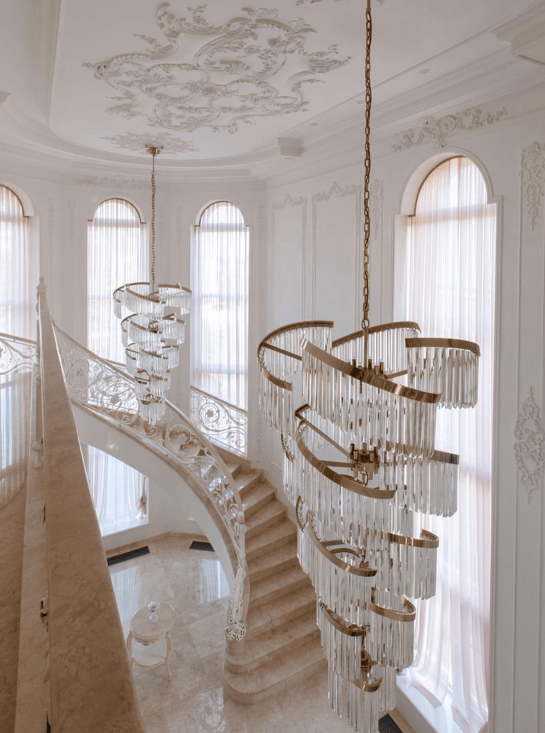 Oversized Modern Designer Creative Multi - tiered Luxury Spiral Crystal Chandelier For High - ceiling Foyer/Entryway/Hallway - fovolighting