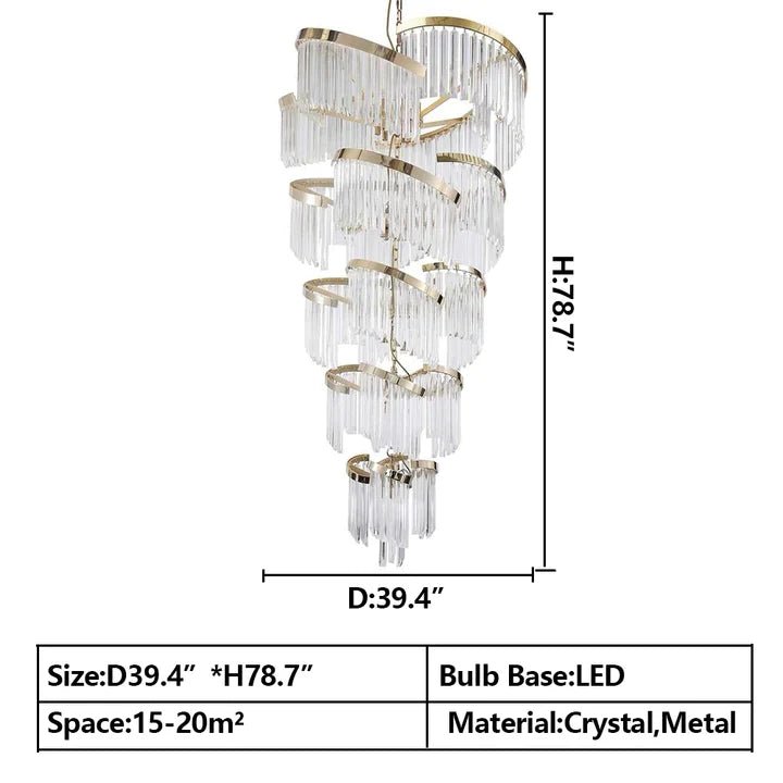 Oversized Modern Designer Creative Multi - tiered Luxury Spiral Crystal Chandelier For High - ceiling Foyer/Entryway/Hallway - fovolighting