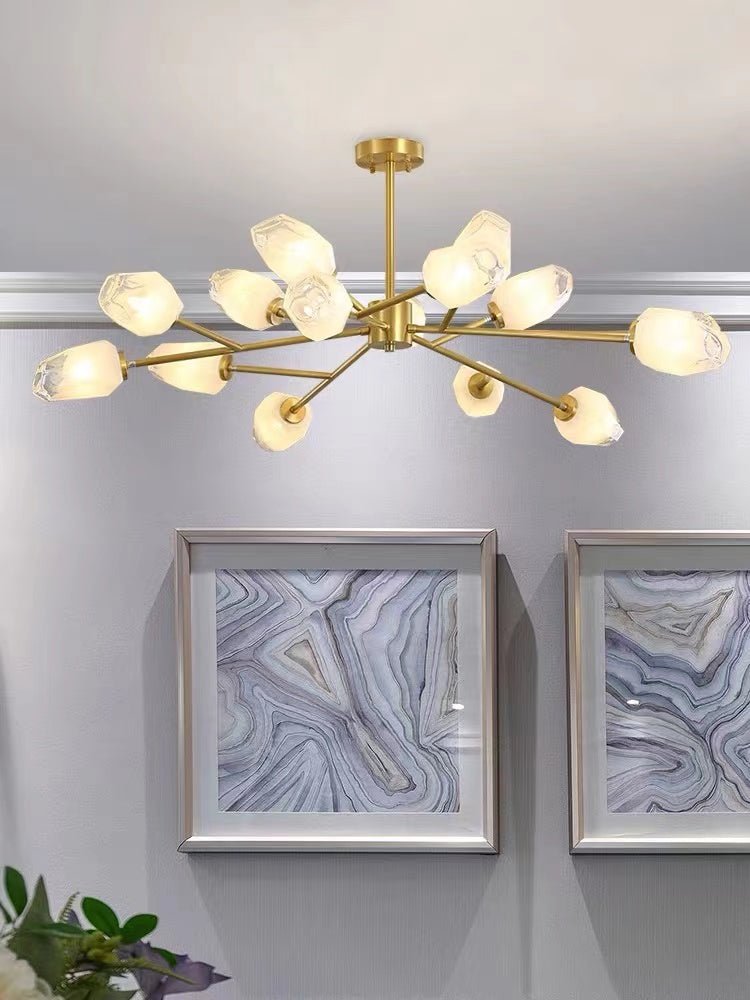 Oversized Modern Sputnik Facet Multiple Glass Chandelier for Living Room/Bedroom - fovolighting