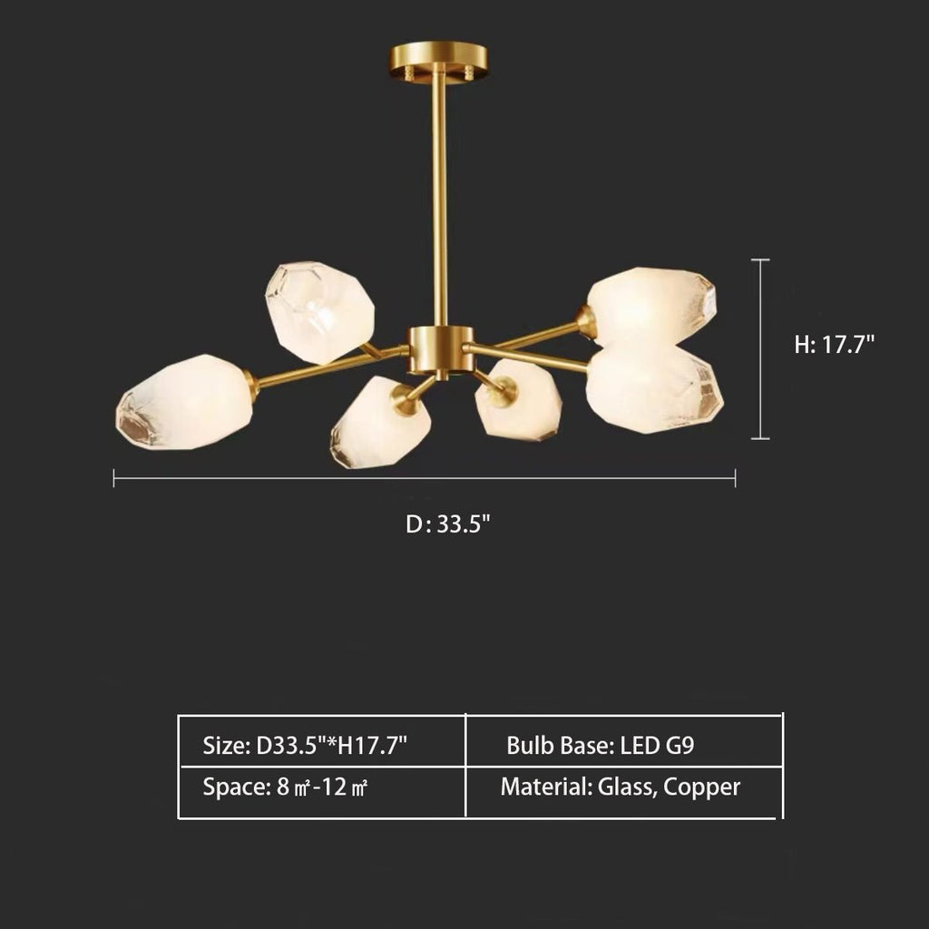 Oversized Modern Sputnik Facet Multiple Glass Chandelier for Living Room/Bedroom - fovolighting