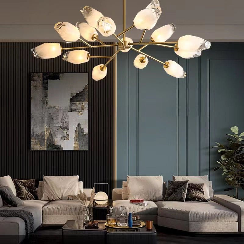 Oversized Modern Sputnik Facet Multiple Glass Chandelier for Living Room/Bedroom - fovolighting