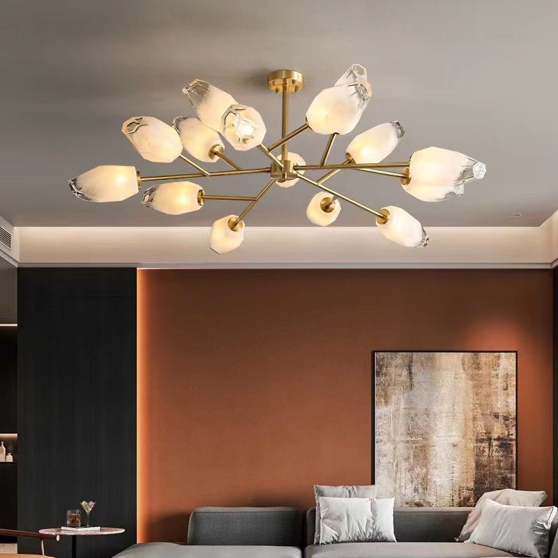 Oversized Modern Sputnik Facet Multiple Glass Chandelier for Living Room/Bedroom - fovolighting