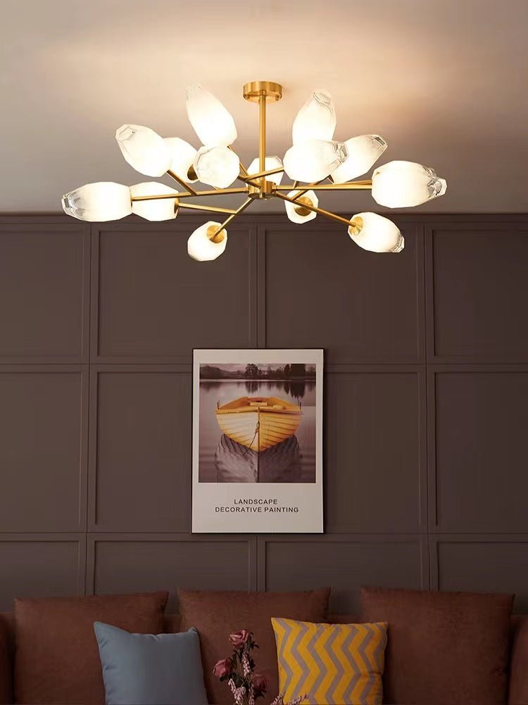 Oversized Modern Sputnik Facet Multiple Glass Chandelier for Living Room/Bedroom - fovolighting
