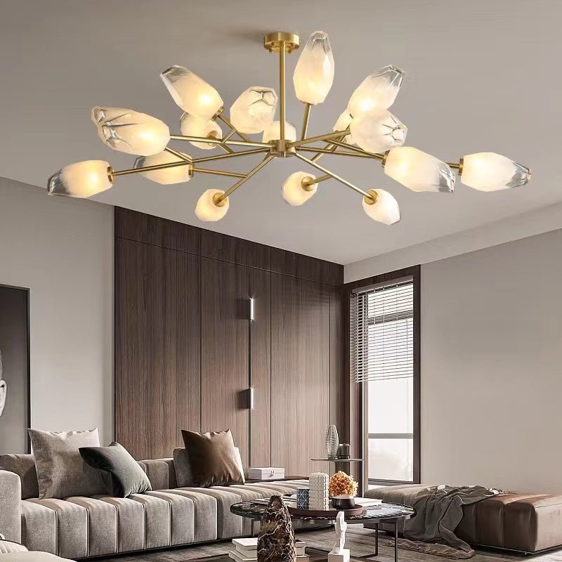 Oversized Modern Sputnik Facet Multiple Glass Chandelier for Living Room/Bedroom - fovolighting