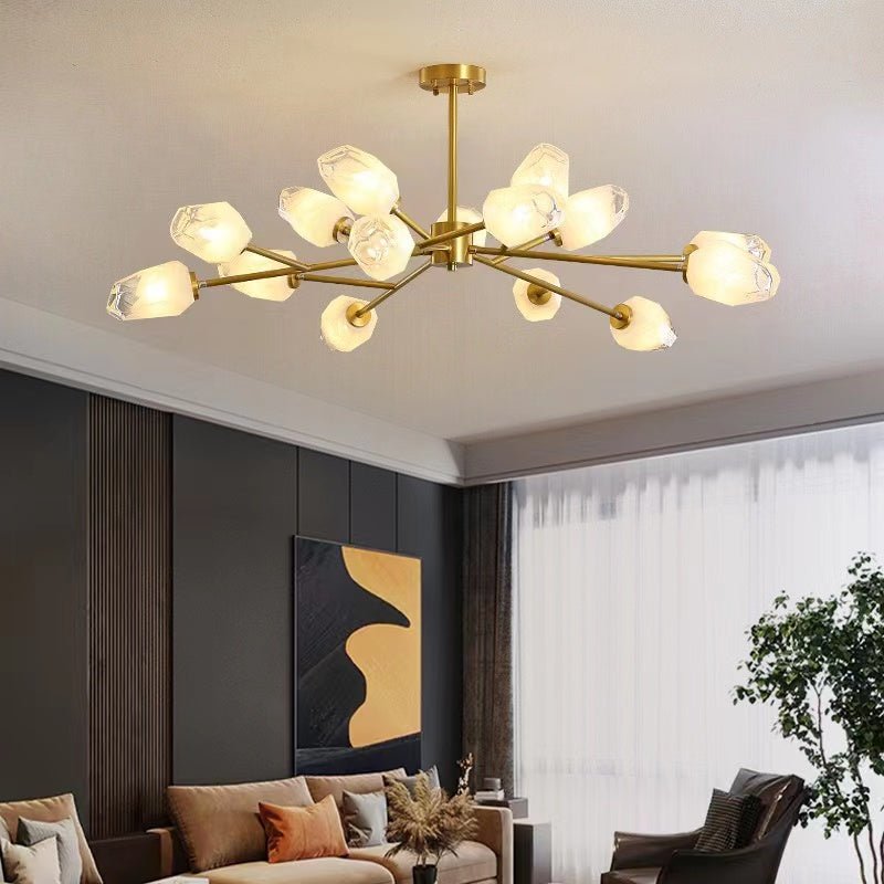 Oversized Modern Sputnik Facet Multiple Glass Chandelier for Living Room/Bedroom - fovolighting