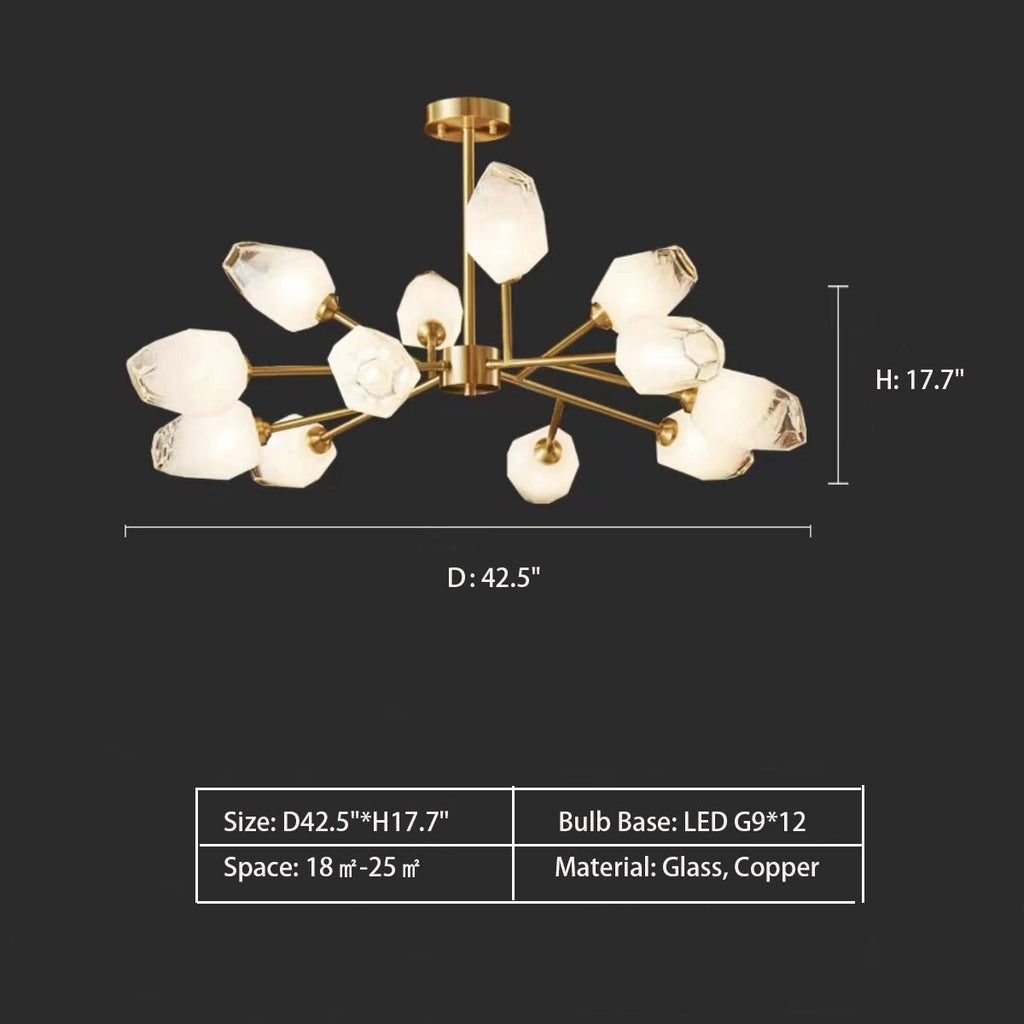 Oversized Modern Sputnik Facet Multiple Glass Chandelier for Living Room/Bedroom - fovolighting