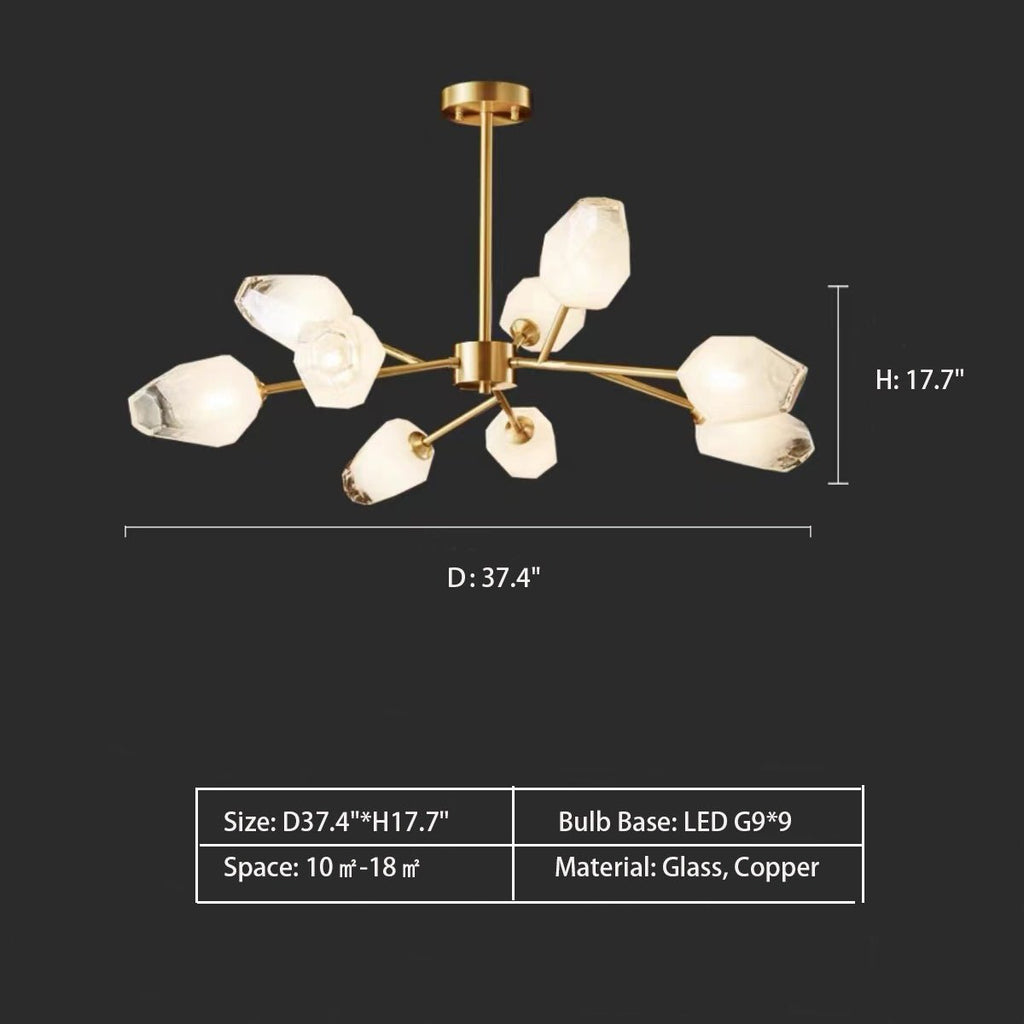 Oversized Modern Sputnik Facet Multiple Glass Chandelier for Living Room/Bedroom - fovolighting