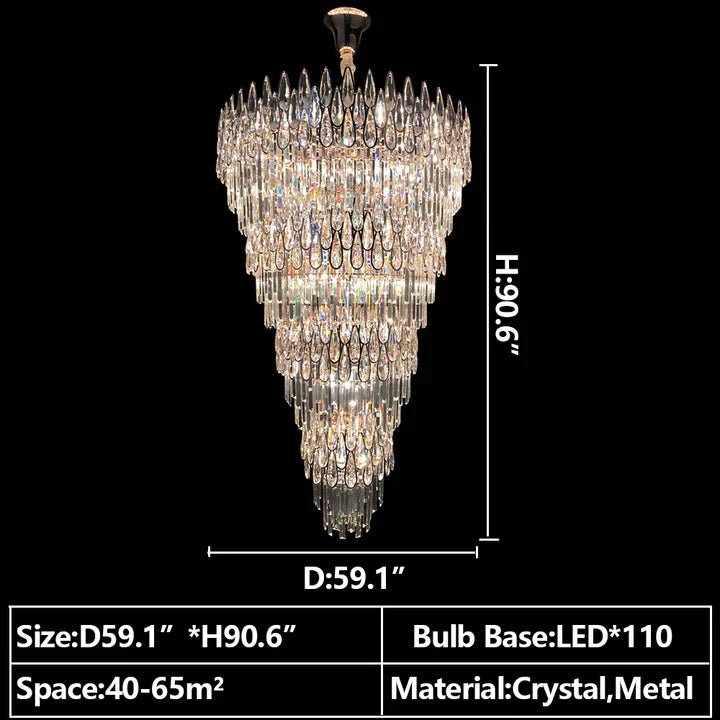 Oversized Multi - layers Luxury Creative Art Crystal Chandelier for Foyer/Staircase/Hallway - fovolighting