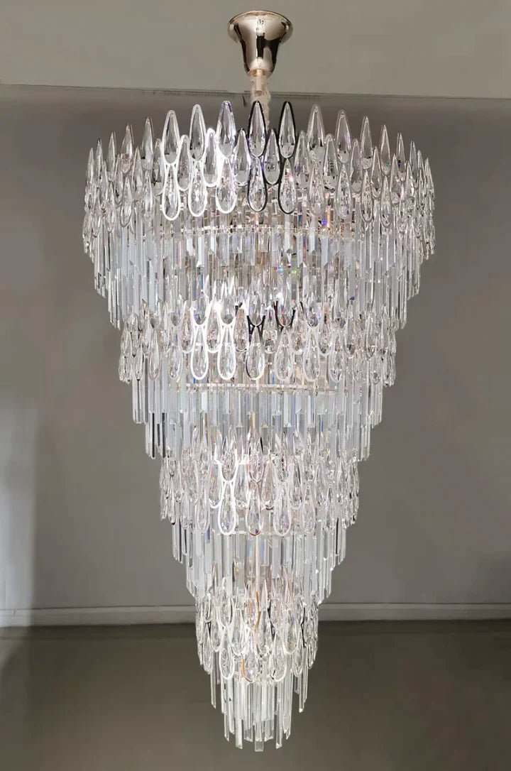 Oversized Multi - layers Luxury Creative Art Crystal Chandelier for Foyer/Staircase/Hallway - fovolighting