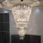 Oversized Multi - layers Luxury Creative Art Crystal Chandelier for Foyer/Staircase/Hallway - fovolighting