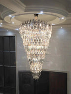 Oversized Multi - layers Luxury Creative Art Crystal Chandelier for Foyer/Staircase/Hallway - fovolighting
