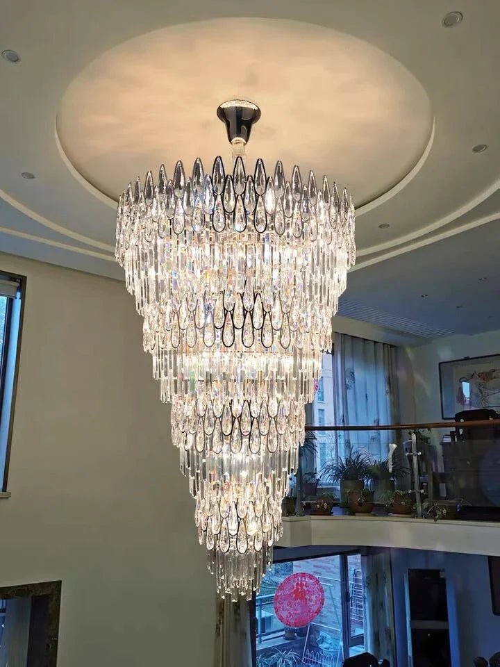 Oversized Multi - layers Luxury Creative Art Crystal Chandelier for Foyer/Staircase/Hallway - fovolighting