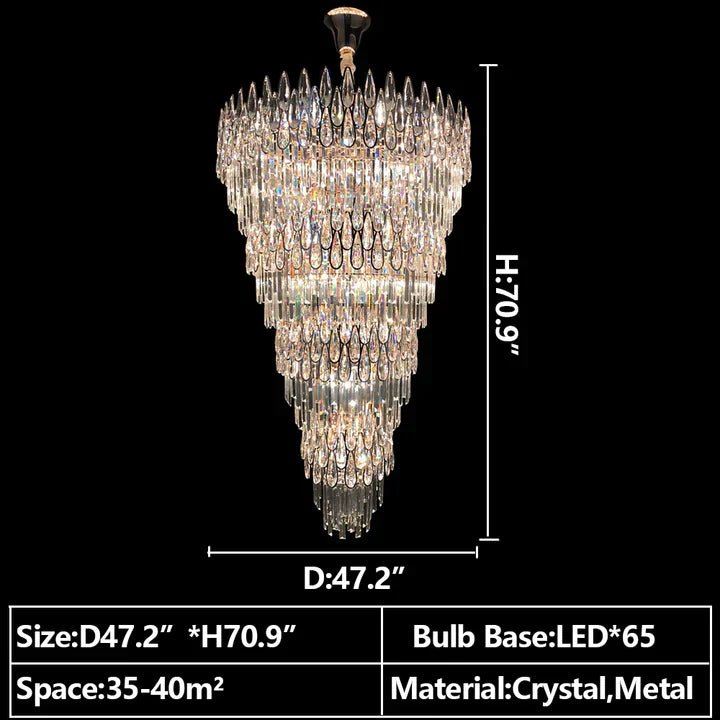 Oversized Multi - layers Luxury Creative Art Crystal Chandelier for Foyer/Staircase/Hallway - fovolighting