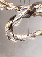 Oversized Multi - Tiered Rings Crystal Chandelier Modern Clear and Grey Crystal Ceiling Light Fixture For Staircase/Foyer/Hallway/Entryway - fovolighting