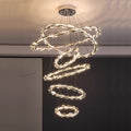 Oversized Multi - Tiered Rings Crystal Chandelier Modern Clear and Grey Crystal Ceiling Light Fixture For Staircase/Foyer/Hallway/Entryway - fovolighting