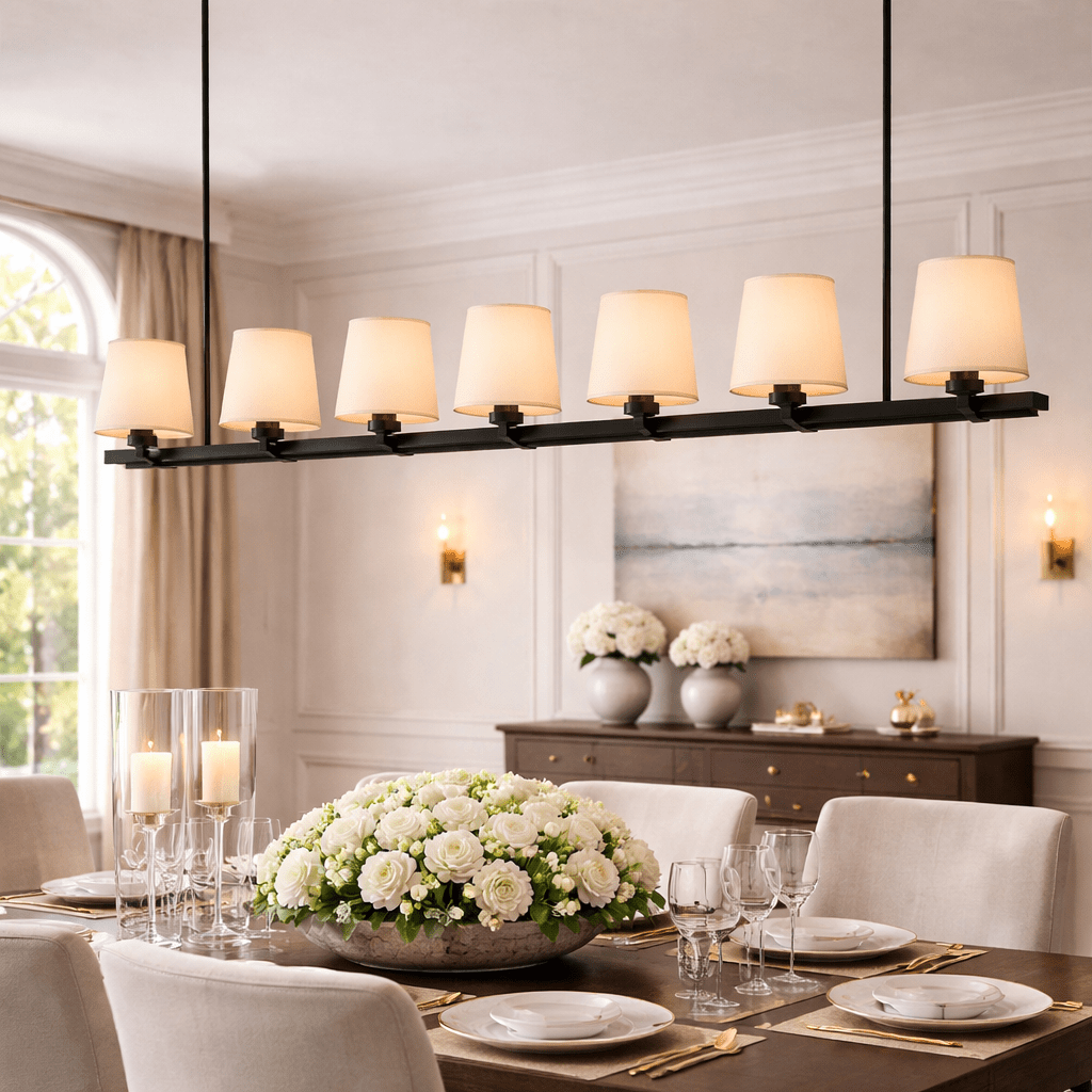 Pauillace Fabric Shade Linear Chandelier - fovolighting