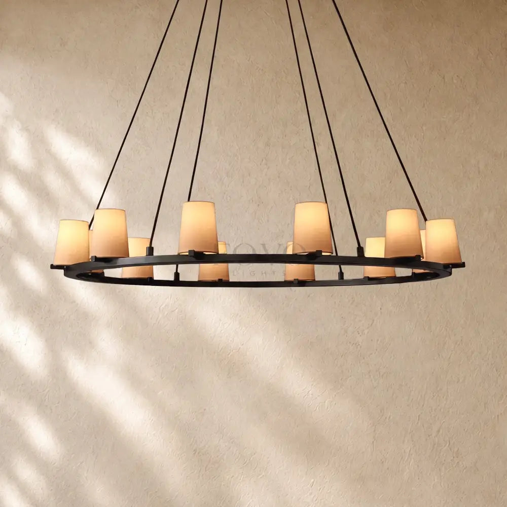 Pauillacia Fabric Shade Round Chandelier