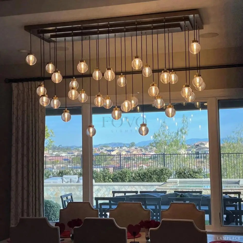 Pearly Rectangular Chandelier