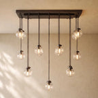 Pearly Rectangular Chandelier - Bronze / 36’’