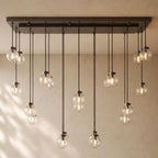 Pearly Rectangular Chandelier - Bronze / 54’’