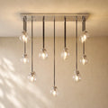 Pearly Rectangular Chandelier - Satin Nickel / 36’’