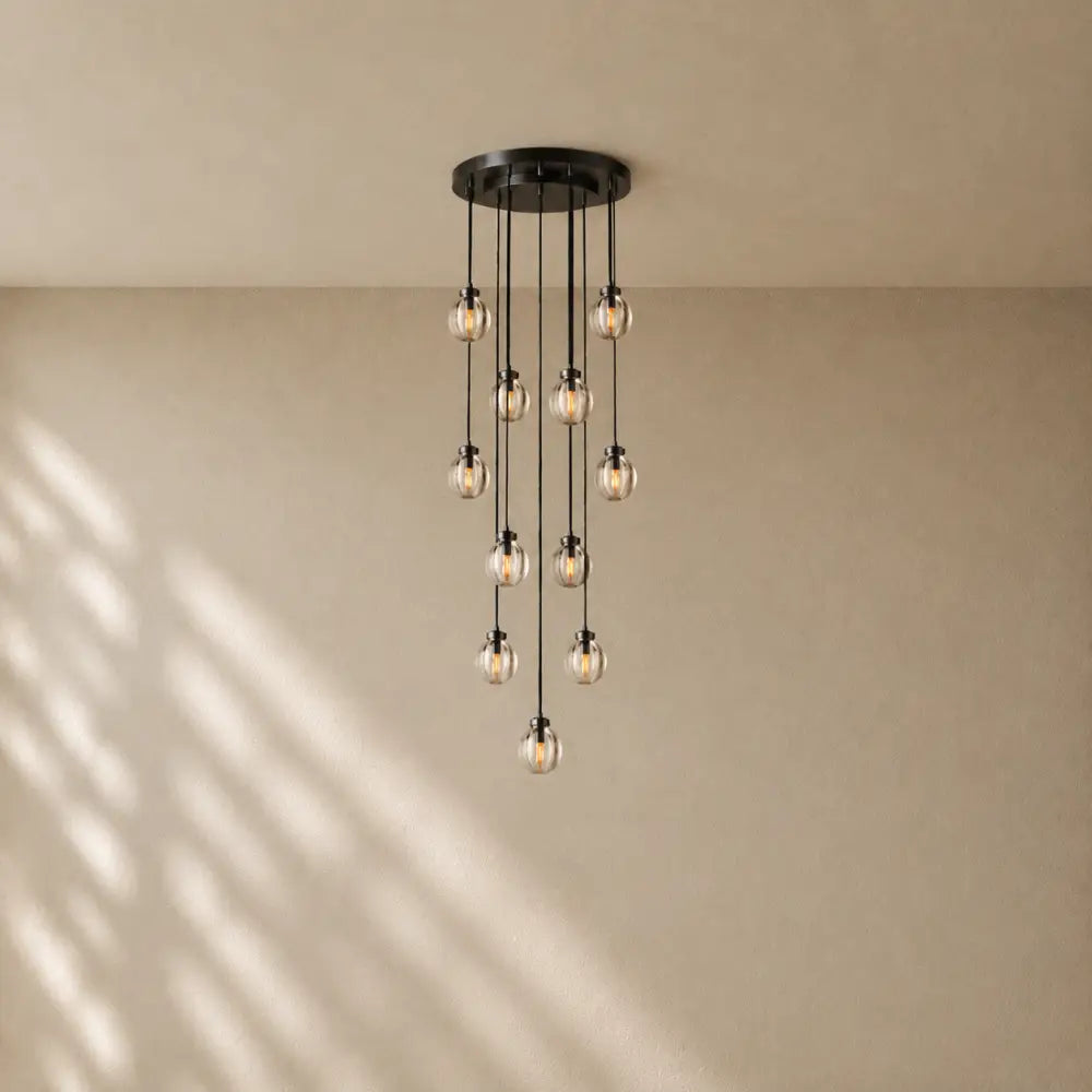 Pearly Round Chandelier - 22’’ / Bronze