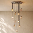 Pearly Round Chandelier - 22’’ / Satin Nickel