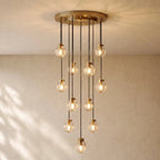 Pearly Round Chandelier - 22’’ / Vintage Brass
