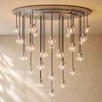 Pearly Round Chandelier - 38’’ / Vintage Brass