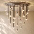 Pearly Round Chandelier - 48’’ / Satin Nickel