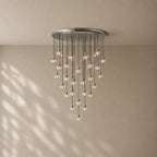 Pearly Round Chandelier - 60’’ / Satin Nickel