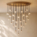 Pearly Round Chandelier - 60’’ / Vintage Brass