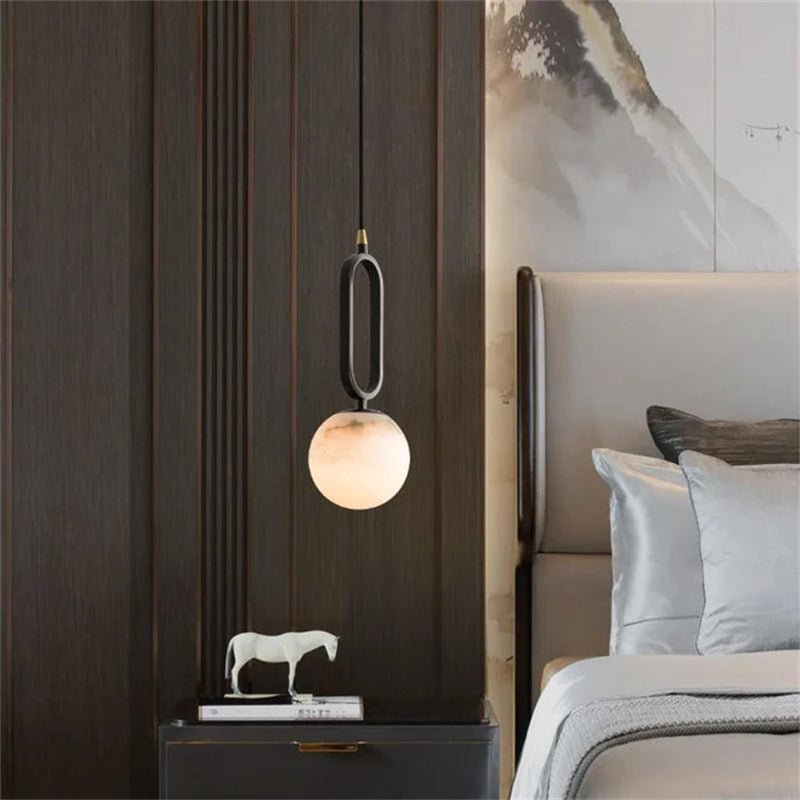Phoenix Alabaster Sphere Pendant Light, Modern Pendant Lighting - fovolighting