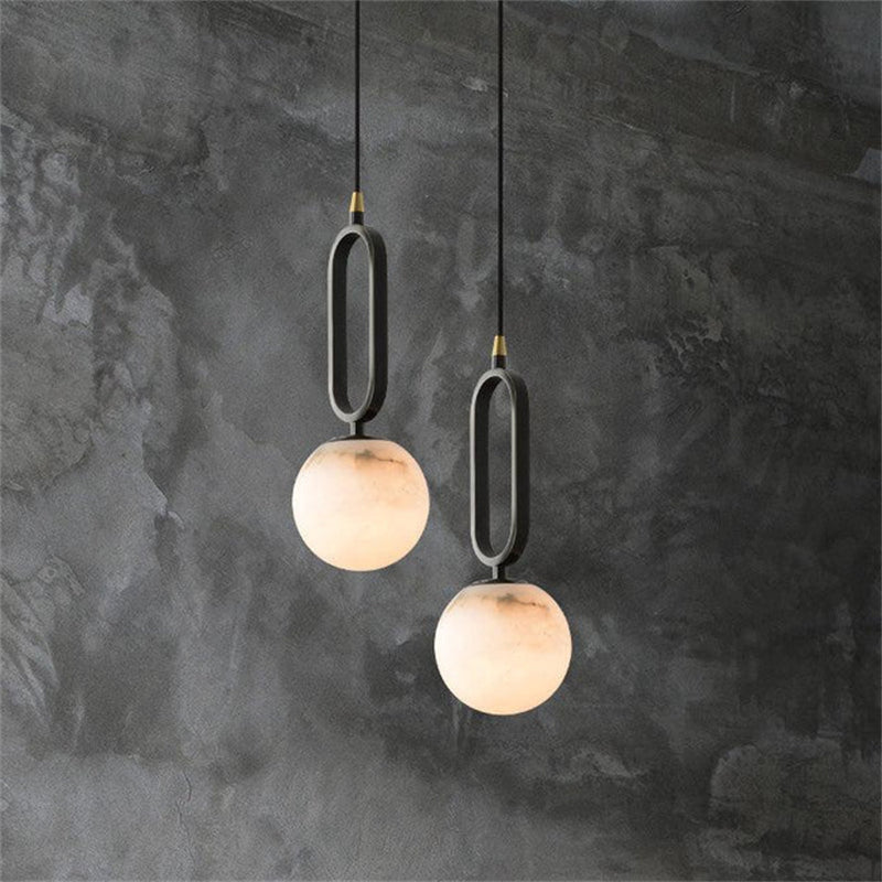 Phoenix Alabaster Sphere Pendant Light, Modern Pendant Lighting - fovolighting