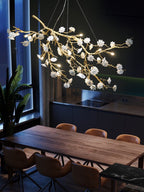 Post - Modern Art Brass and Ceramics Flower Pendant Branch Chandelier for Living/Dining Room - fovolighting