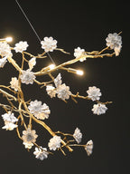 Post - Modern Art Brass and Ceramics Flower Pendant Branch Chandelier for Living/Dining Room - fovolighting