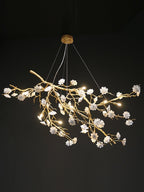 Post - Modern Art Brass and Ceramics Flower Pendant Branch Chandelier for Living/Dining Room - fovolighting