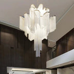 Post - Modern Extra Large Stainless Steel Long Tassel Chandelier for Large Living Room / Staircase / Villa / Duplexes - fovolighting
