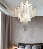 Post - Modern Extra Large Stainless Steel Long Tassel Chandelier for Large Living Room / Staircase / Villa / Duplexes - fovolighting
