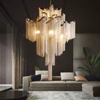 Post - Modern Extra Large Stainless Steel Long Tassel Chandelier for Large Living Room / Staircase / Villa / Duplexes - fovolighting