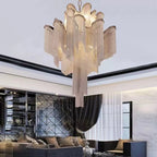 Post - Modern Extra Large Stainless Steel Long Tassel Chandelier for Large Living Room / Staircase / Villa / Duplexes - fovolighting