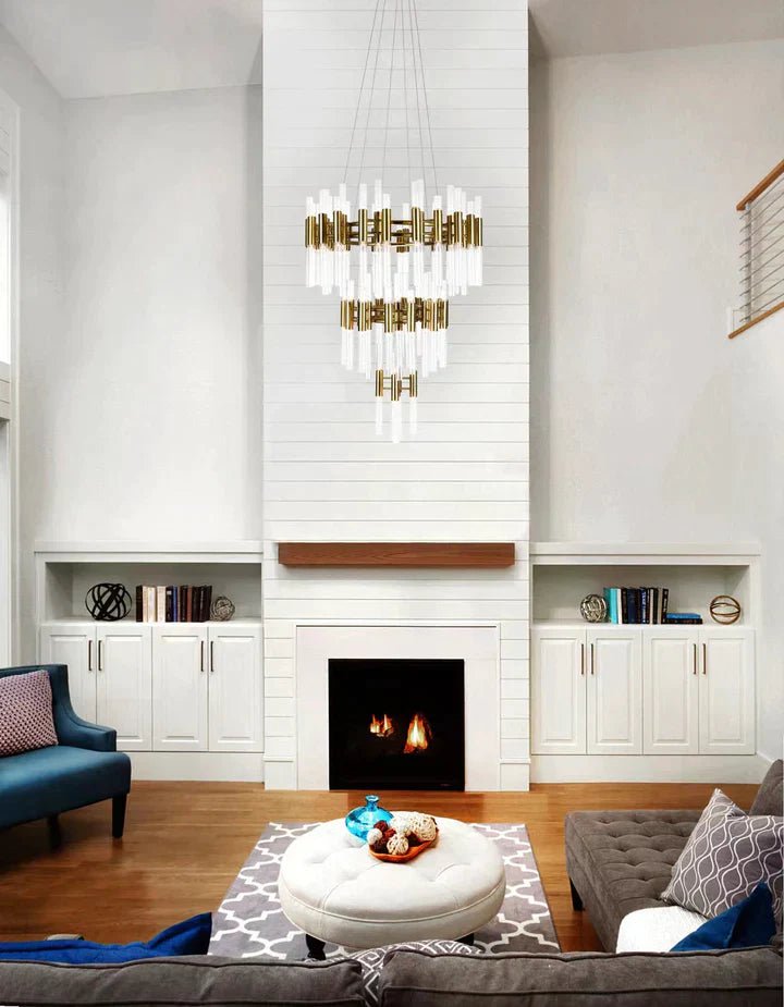 Post - modern Simple Light Luxury 3 - Tier Round Glass Tubes Chandelier - fovolighting