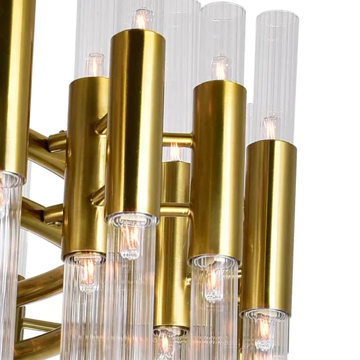 Post - modern Simple Light Luxury 3 - Tier Round Glass Tubes Chandelier - fovolighting