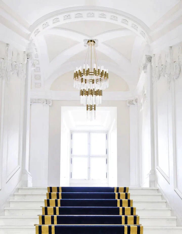 Post - modern Simple Light Luxury 3 - Tier Round Glass Tubes Chandelier - fovolighting
