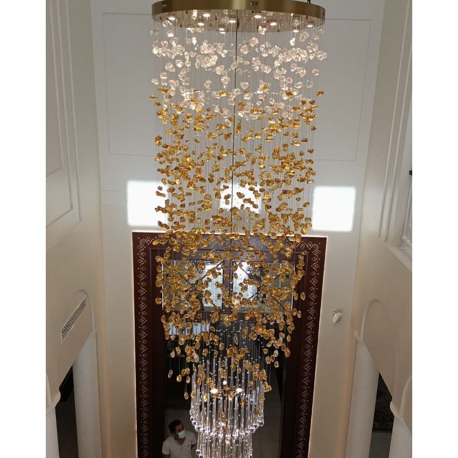 Rainfall Glass Gem Stone Chandelier - fovolighting