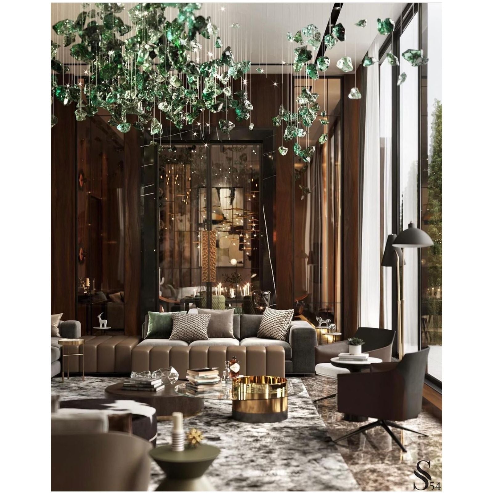 Rainfall Glass Gem Stone Chandelier - fovolighting