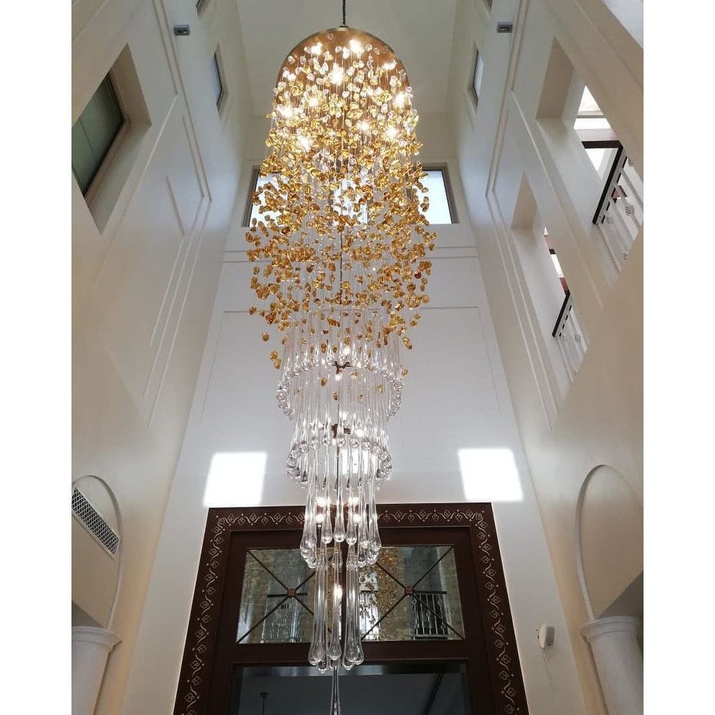 Rainfall Glass Gem Stone Chandelier - fovolighting