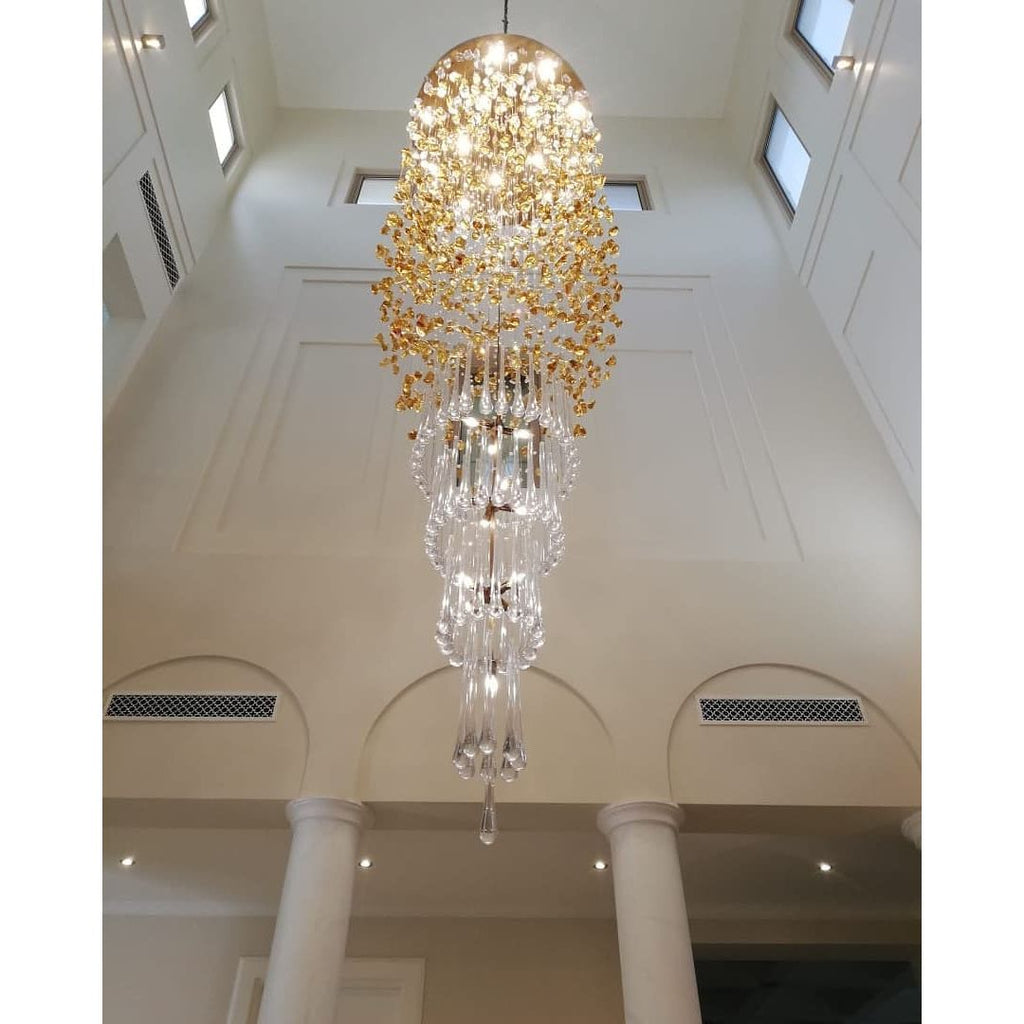 Rainfall Glass Gem Stone Chandelier - fovolighting