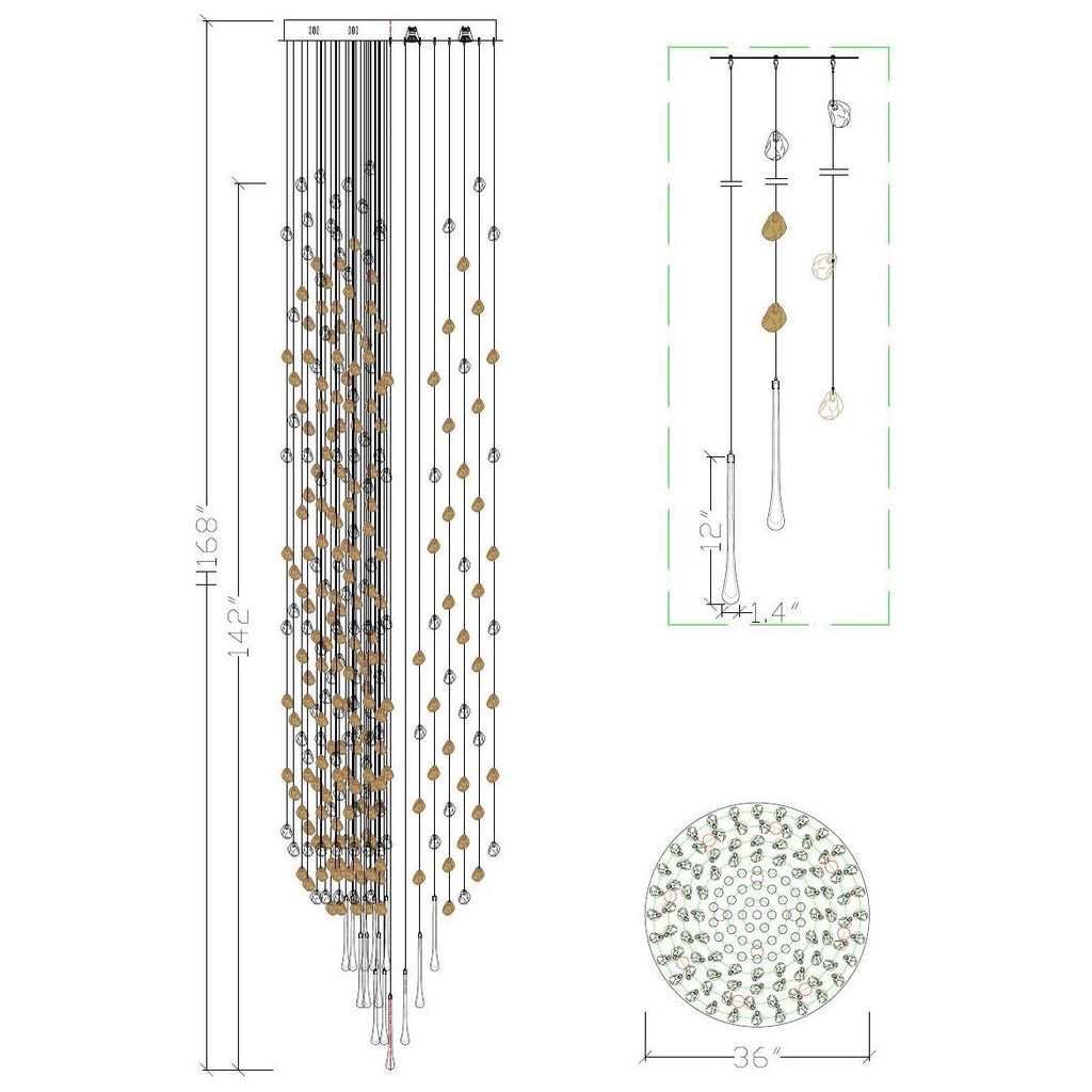 Rainfall Glass Gem Stone Chandelier - fovolighting